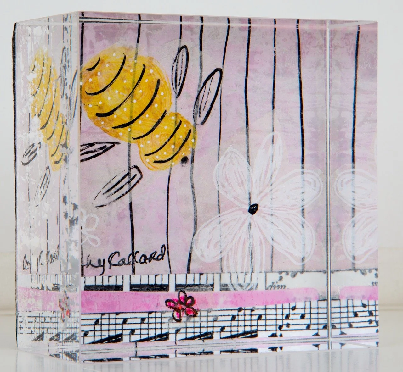 Small Gifts | Paperweights Original mix media art 4" x 4" bee keys