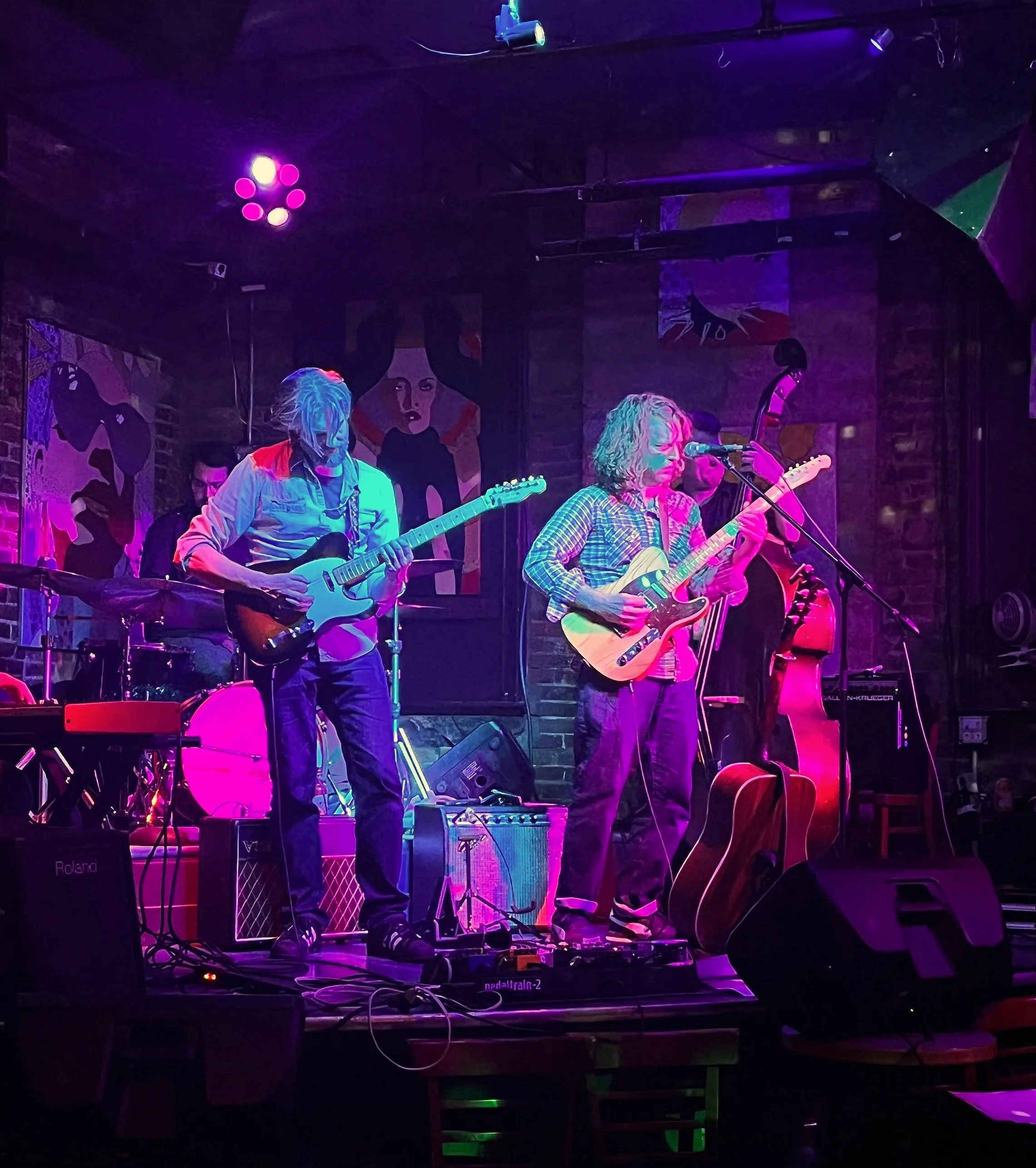 An indie band performing at the Skylark Lounge on Union Street in downtown Rochester.