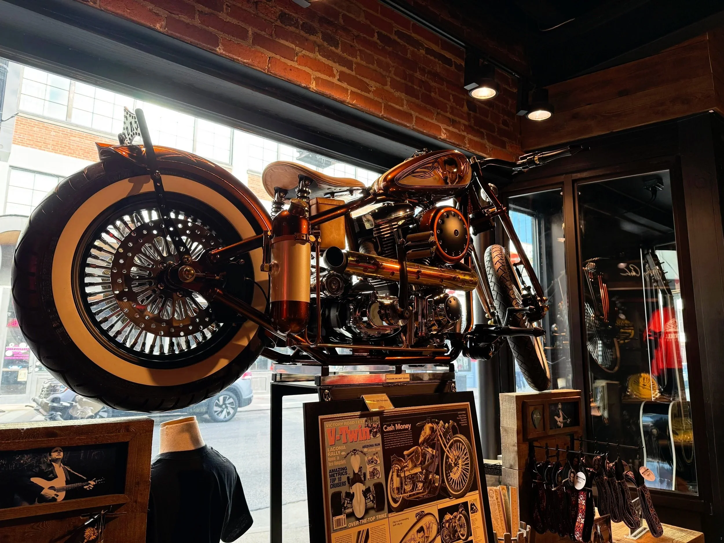 “Get Rhythm”, a 2004 Harley-Davidson FXSTB Night Train tribute motorcycle built in the UK to honor Johnny Cash.