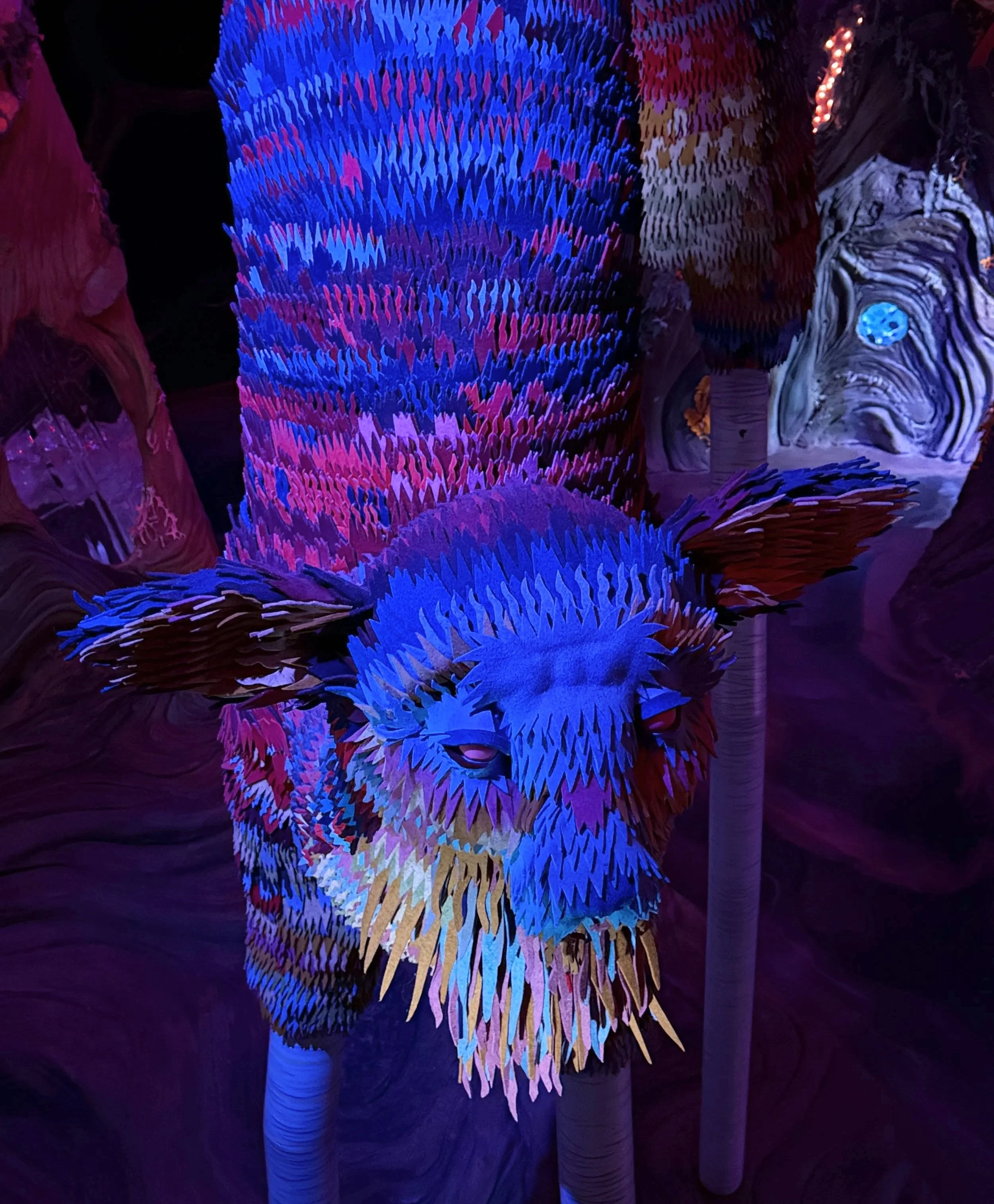 A wondrous creature created by artists and designers and placed inside Meow Wolf in Denver Colorado
