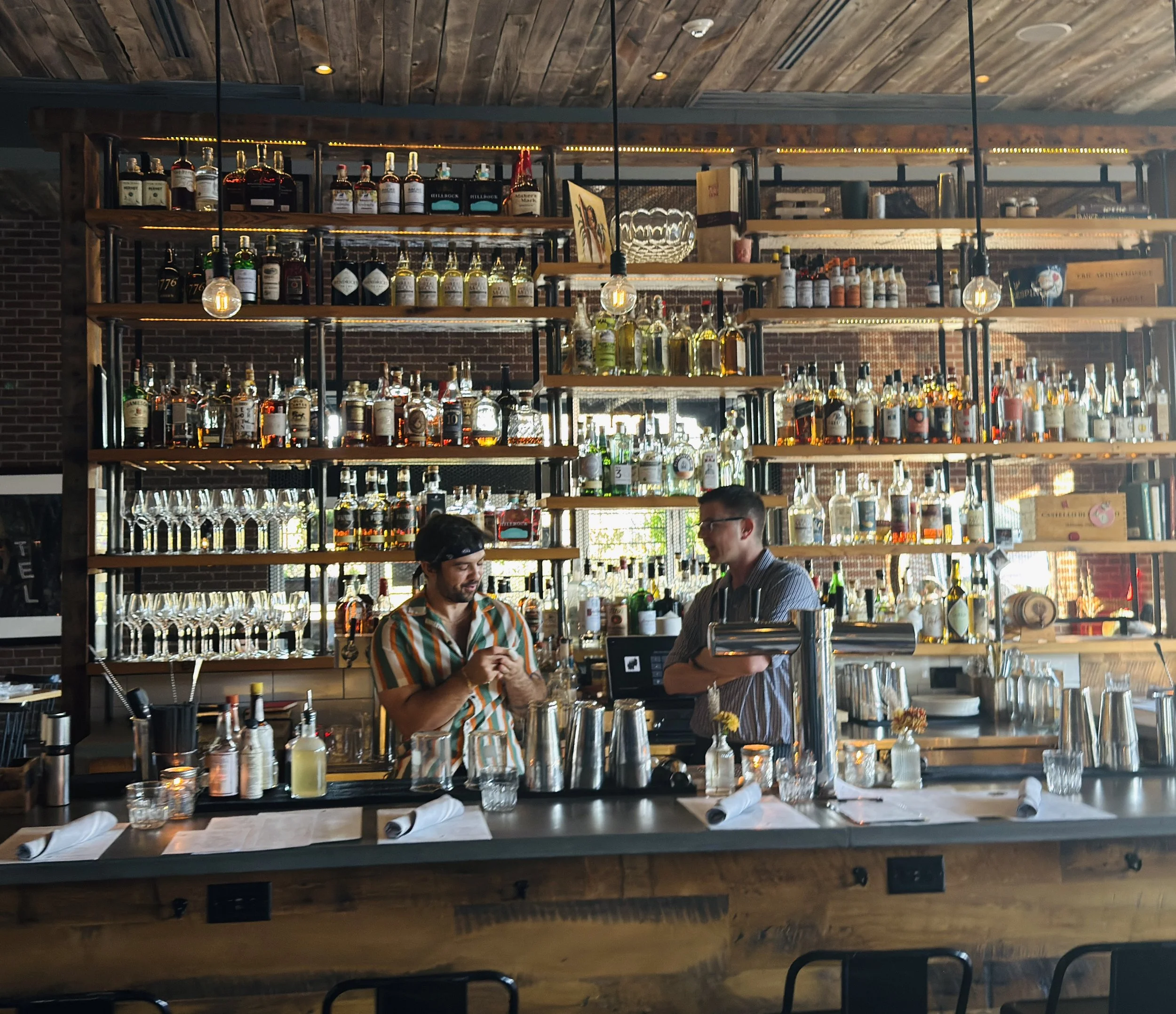 The radiant bar space at Kindred Fare in Geneva, New York.