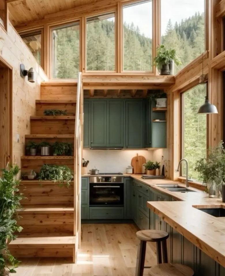 Wooden short term rental cabin after being cleaned by Host Turn team