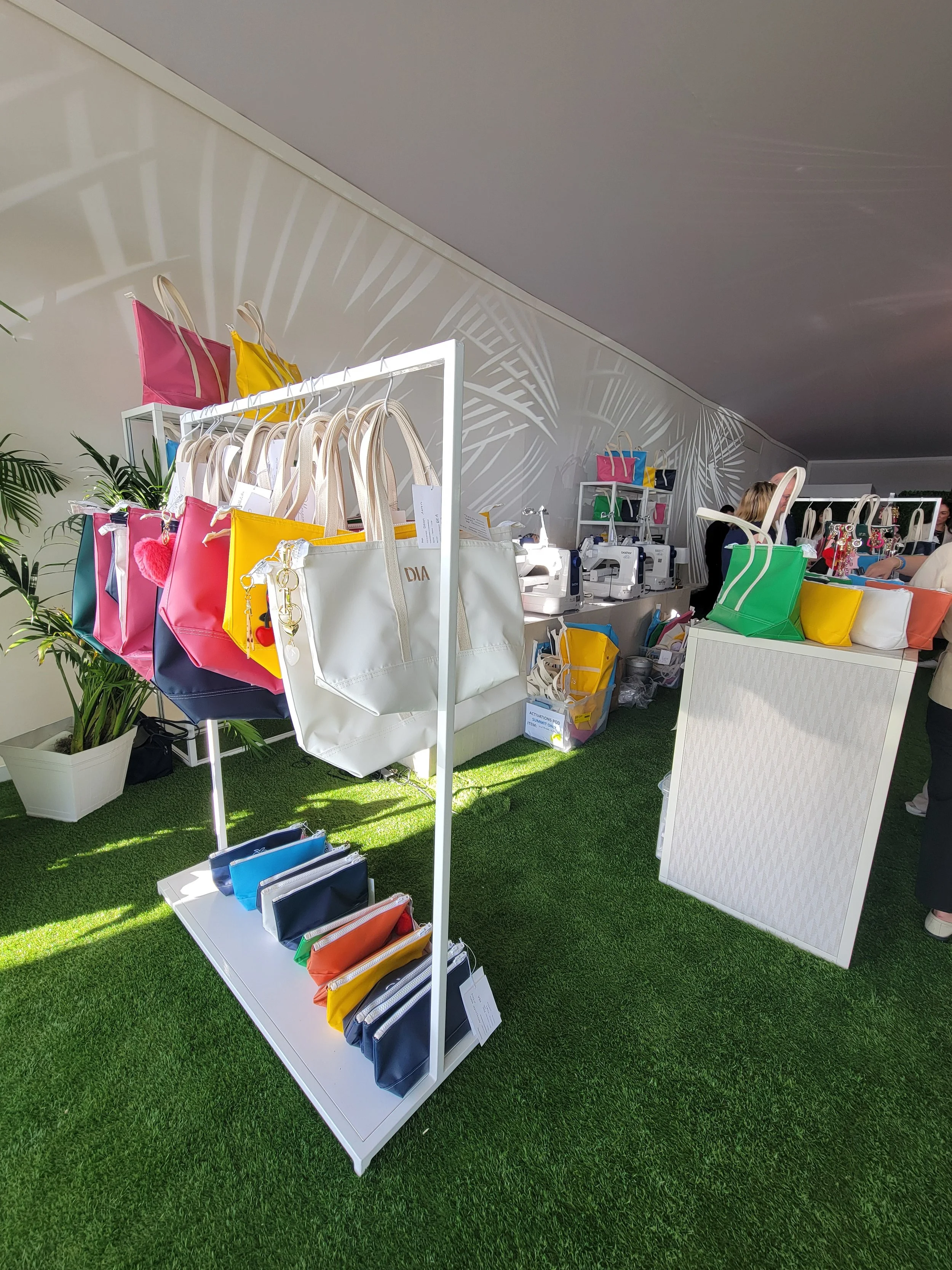 Custom embroidery on apparel during a brand activation