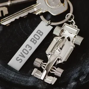 Live onsite engraving of race car keychain for private event in Las Vegas