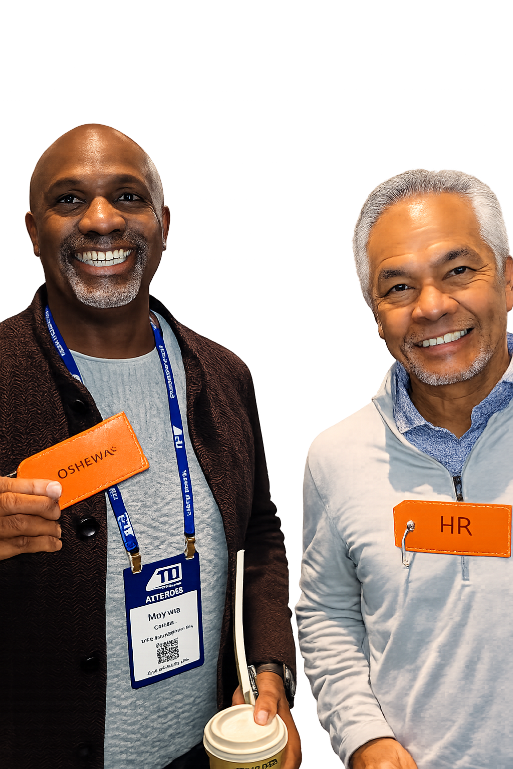 Live onsite engraving orange leather luggage tags at TEI Conference in San Antonio Texas