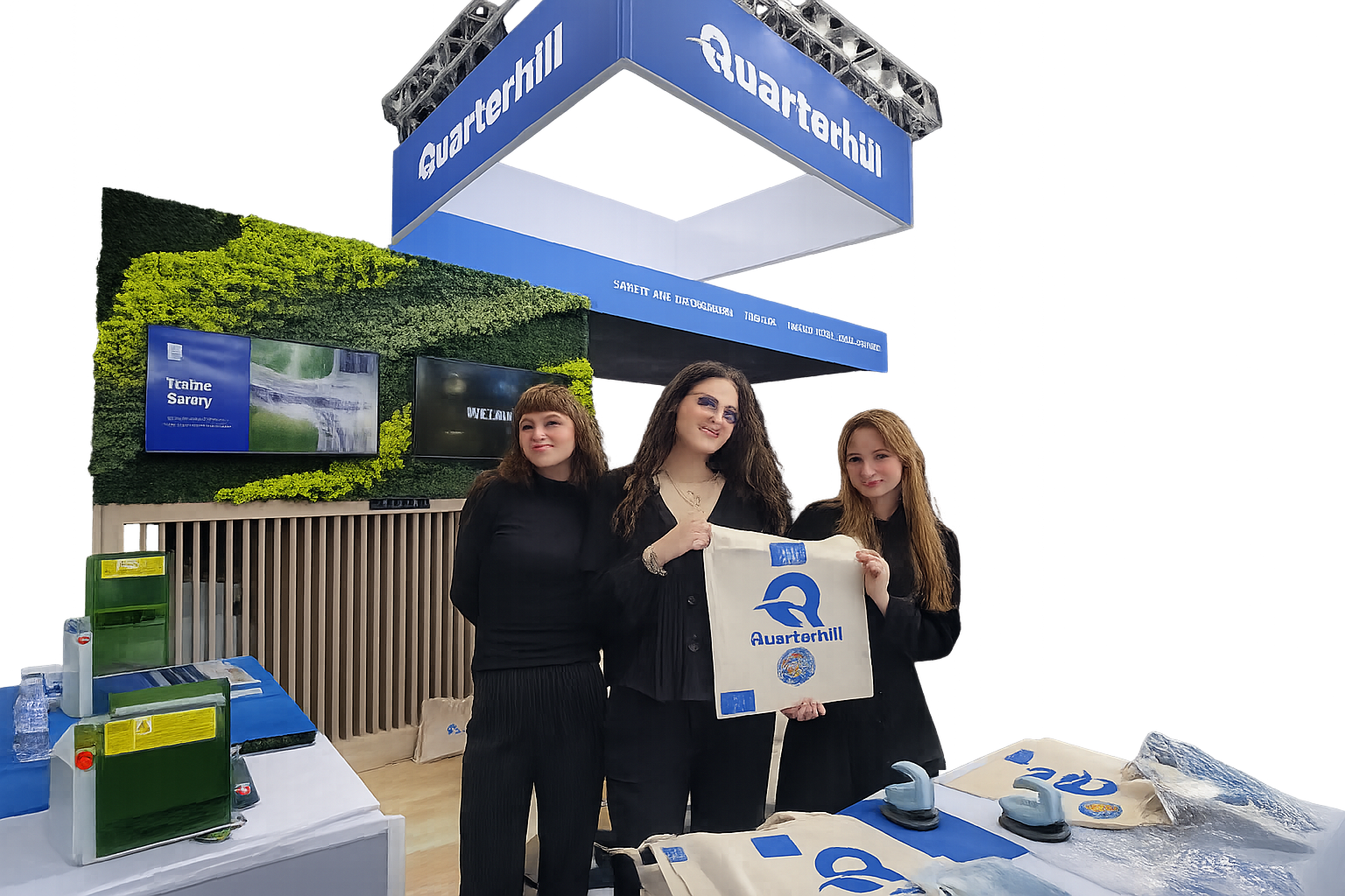 Live onsite personalization for a conference at RAI Amsterdam, heat press and laser engraving totebags with dtf transfers