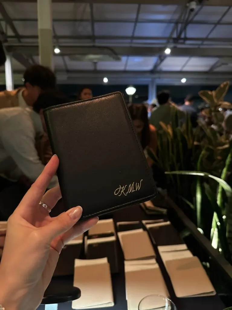 Embossed leather travel piece