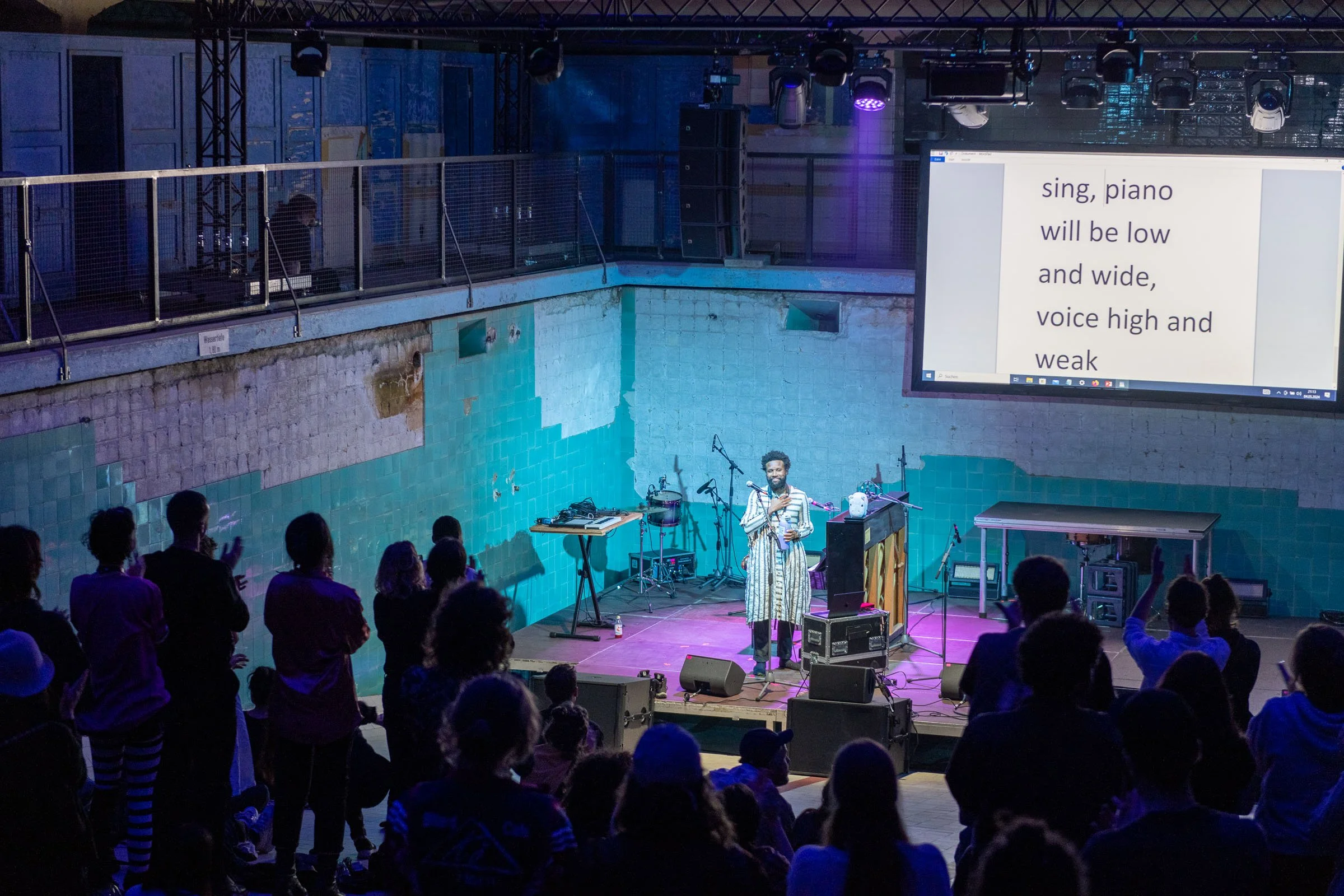 JJJJJerome Ellis, Aster of Ceremonies, 2024, E-WERK Luckenwalde. Presented as part of The Drop Out: Tell them I said No, Photo by Stefan Korte.