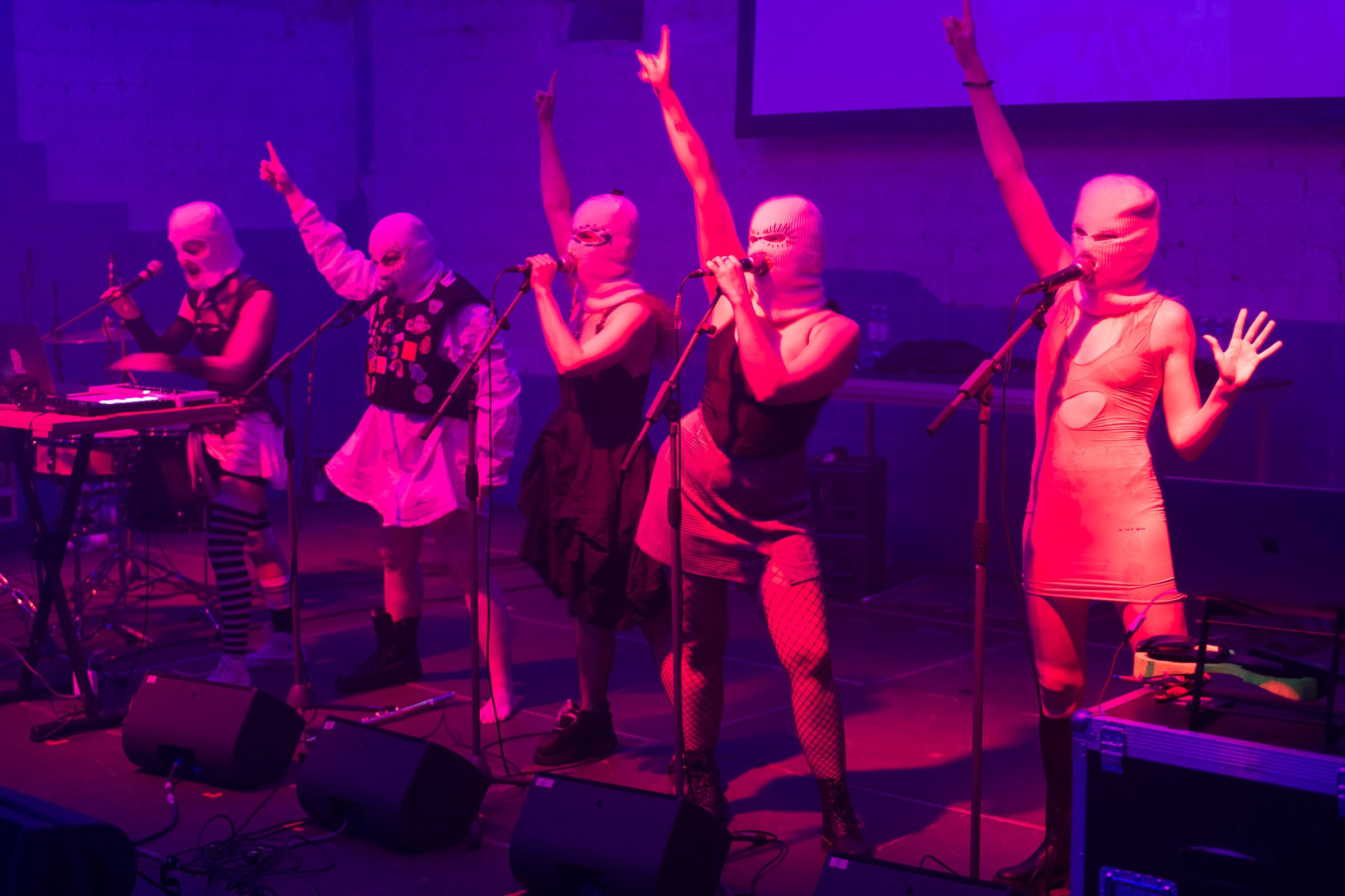 Pussy Riot, Riot Days, 4 May 2024, E-WERK Luckenwalde in partnership with Cultural Foundation Schloss Wiepersdorf, Presented as part of The Drop Out: Tell them I said No, Photo by Stefan Korte. 