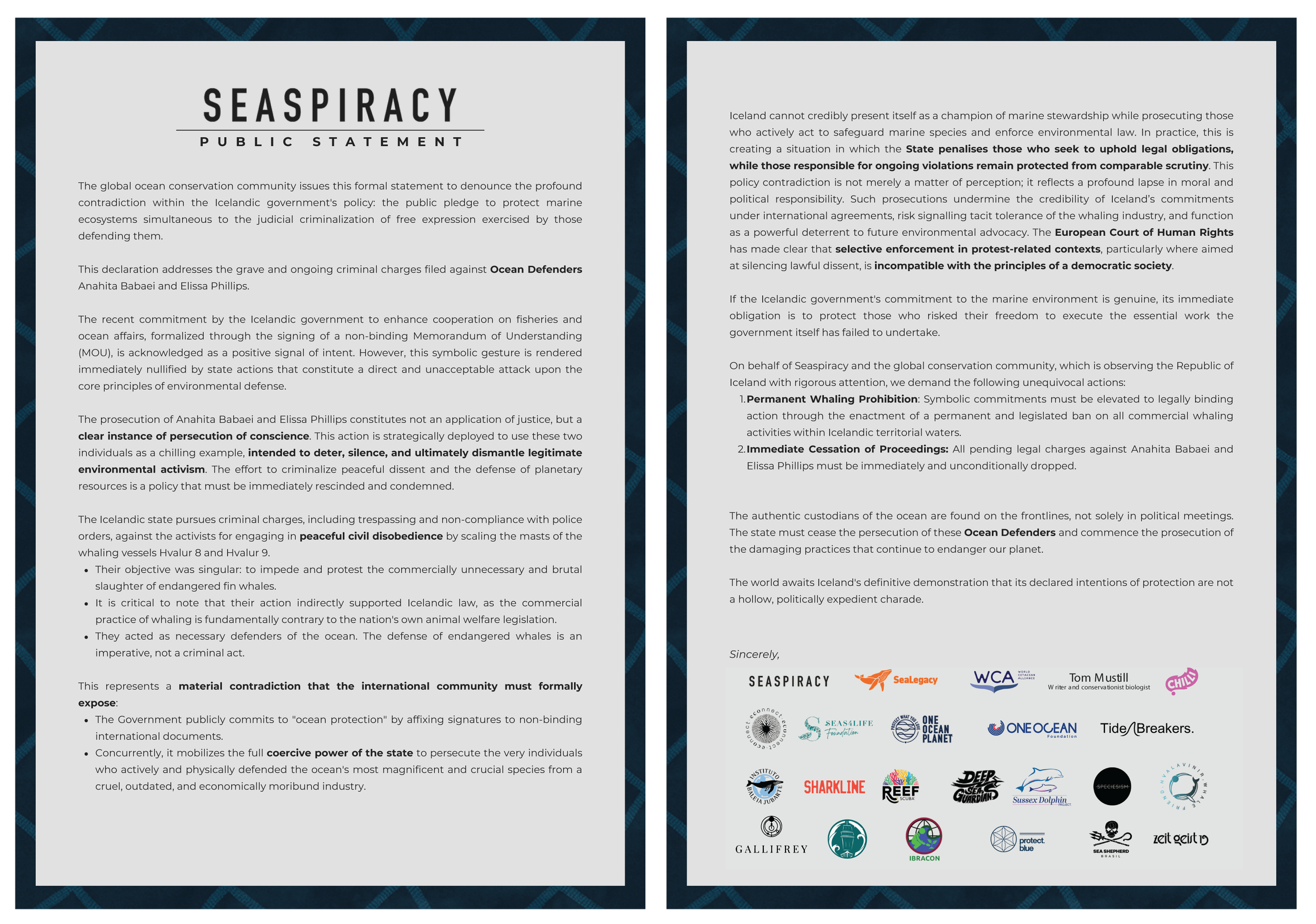Hvalavinir Joins International Call for Environmental Defenders and an End to Commercial Whaling