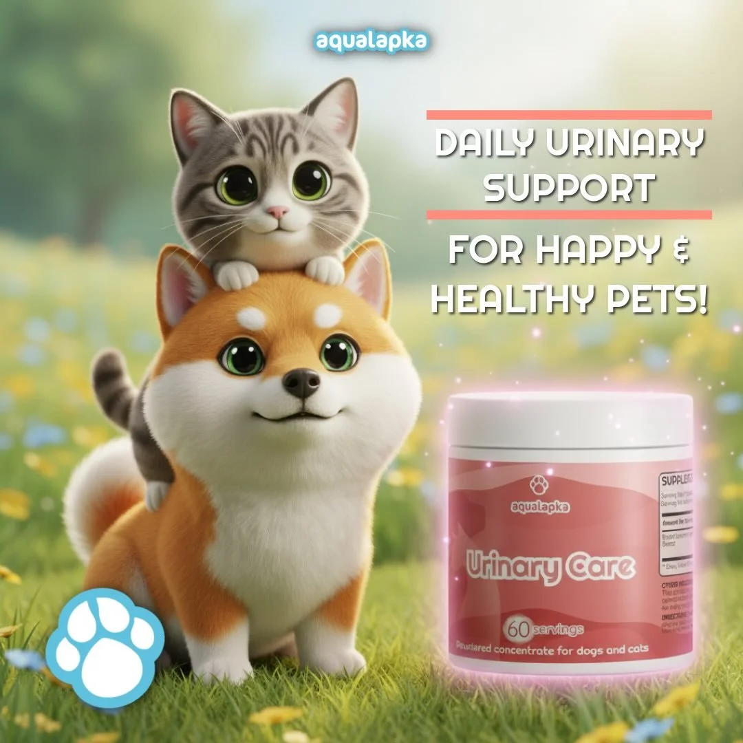 Look at this dynamic duo staying happy &amp; healthy together! 🐶🐱
Aqualapka Urinary Care is the daily scoop of love your pets need &mdash; a natural powdered concentrate with cranberry, parsley, and more to support urinary tract health, help preven