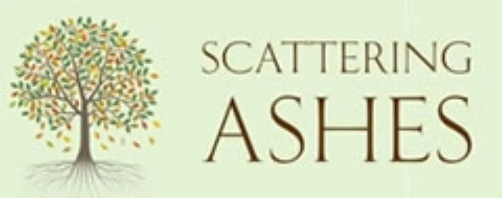 This logo features the image of a tree, showing the branches and leaves above ground and the roots below ground with the text Scattering Ashes
