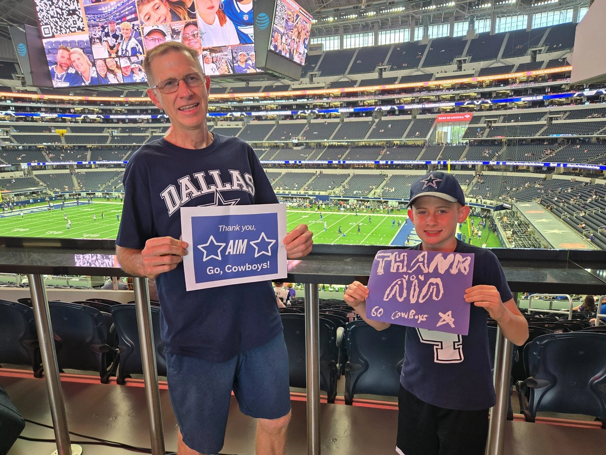 A note from the Nickel family, winners of AIM&rsquo;s first Dallas Cowboys ticket giveaway, made possible by our generous donor, Lucio Calzada! 🏈

&ldquo;Thank you so much for the tickets! What wonderful seats and such a privilege to watch! I apprec
