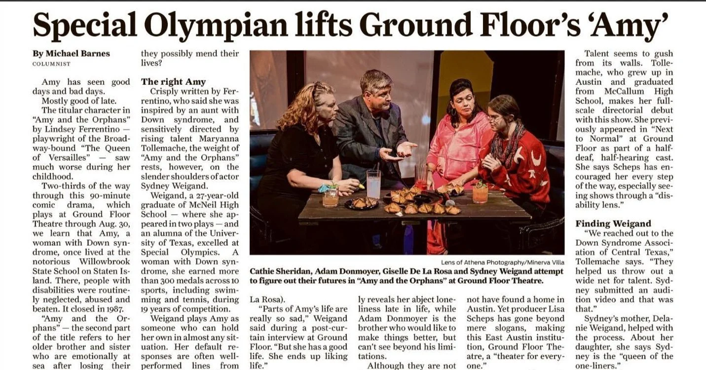 We are so proud of our very own AIMer, Sydney, who was recently recognized in the Austin American-Statesman for her amazing performance in the play &quot;Amy and the Orphans&quot;.

And the excitement doesn&rsquo;t stop there. Sydney will be intervie