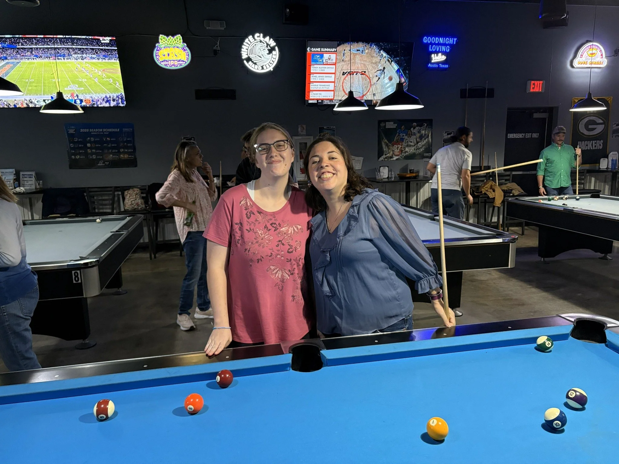 This past Saturday night, our AIM community headed to Shooters for an evening of pool, laughter, and great company, with families joining in on the fun too. These nights out create space for friendships to grow, social skills to strengthen, and memor