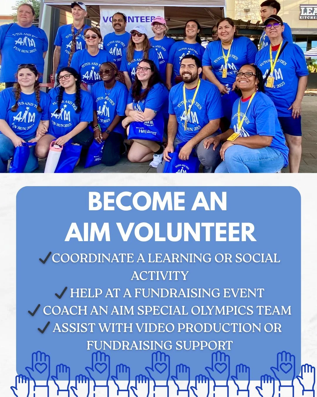 At AIM, volunteer support helps us create meaningful experiences and build independence for adults with intellectual and developmental disabilities. We&rsquo;re always looking for kind, talented, and compassionate people to get involved!

Ready to ge