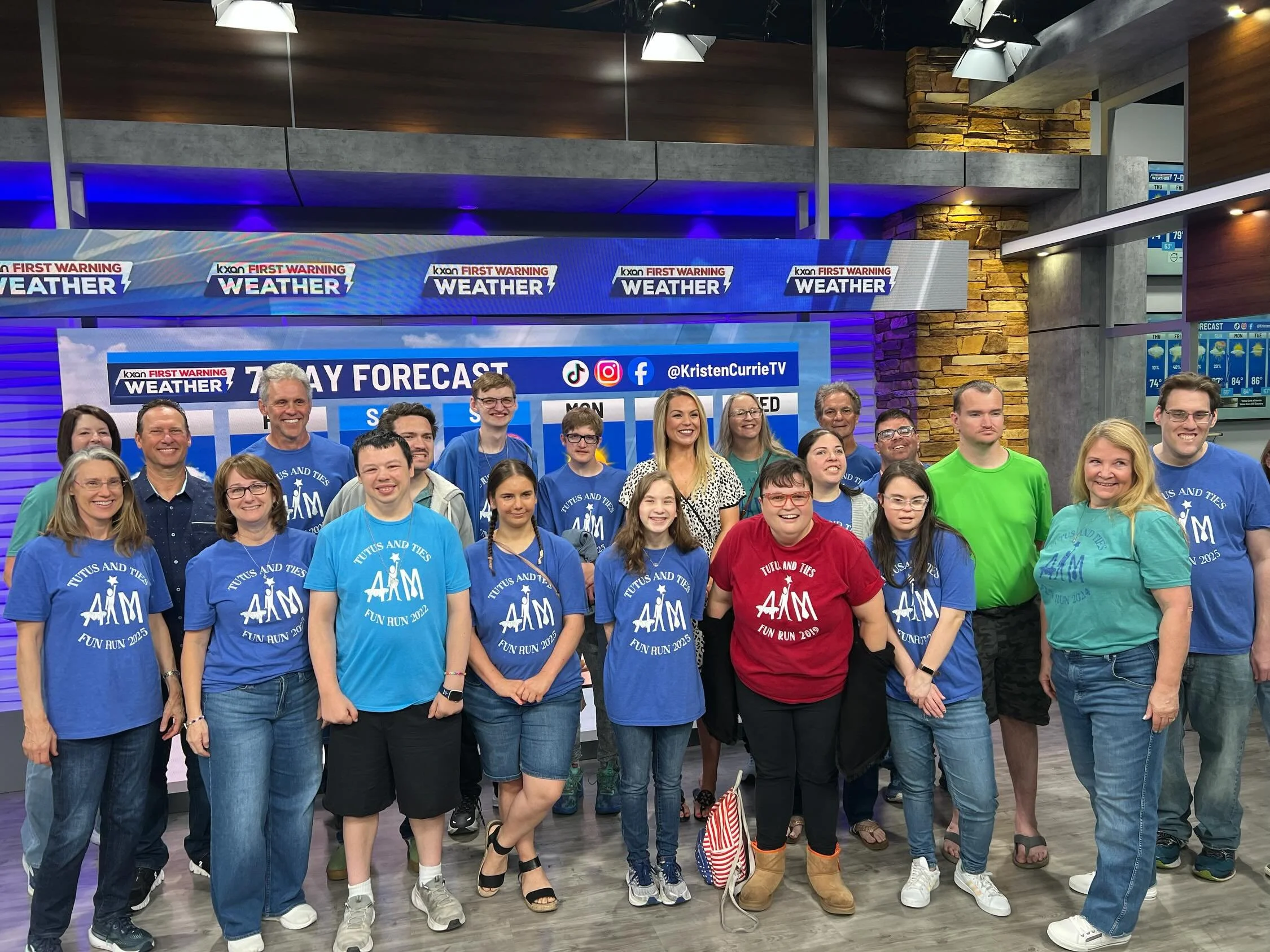 A huge thank you to Kristin Currie, morning meteorologist at @kxan_news, for hosting AIMers, prospective AIMers, and family for a studio tour. We had a blast asking questions and learning how things on set work. Look for AIMers on TV tomorrow morning