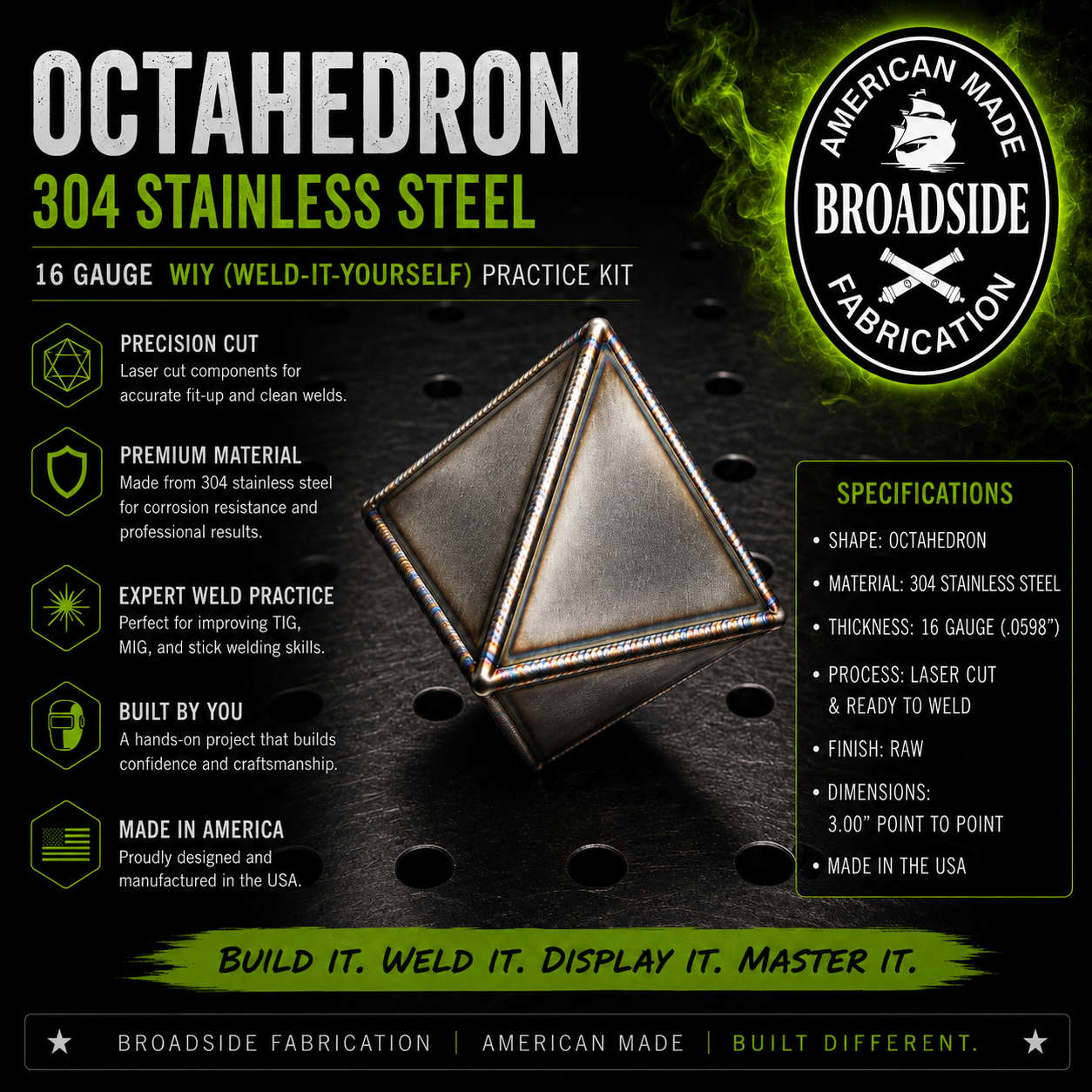 Stainless Steel Octahedron WIY practice kit