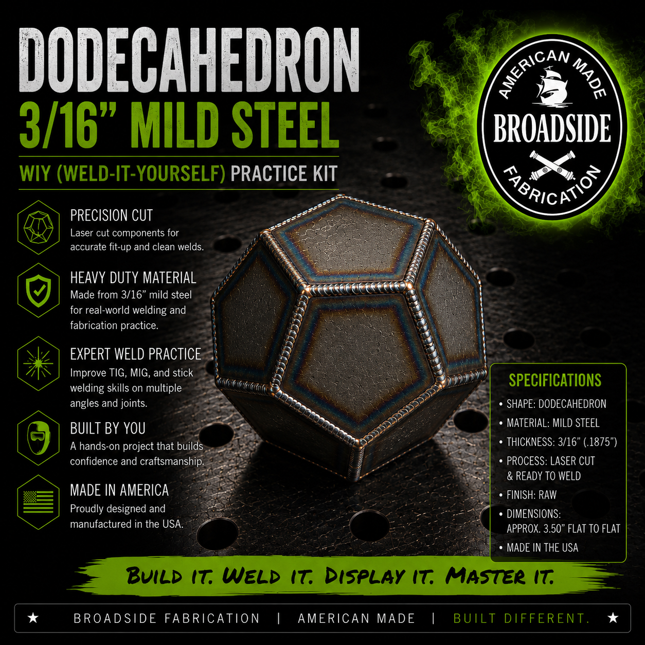 3/16" Mild Steel Dodecahedron WIY practice kit