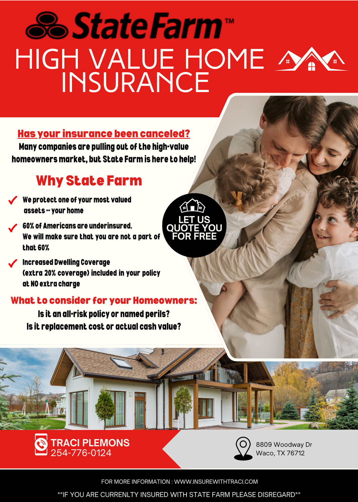 High Value Homes Insurance informational graphic. Handed out to customers whose homes fell under the category.