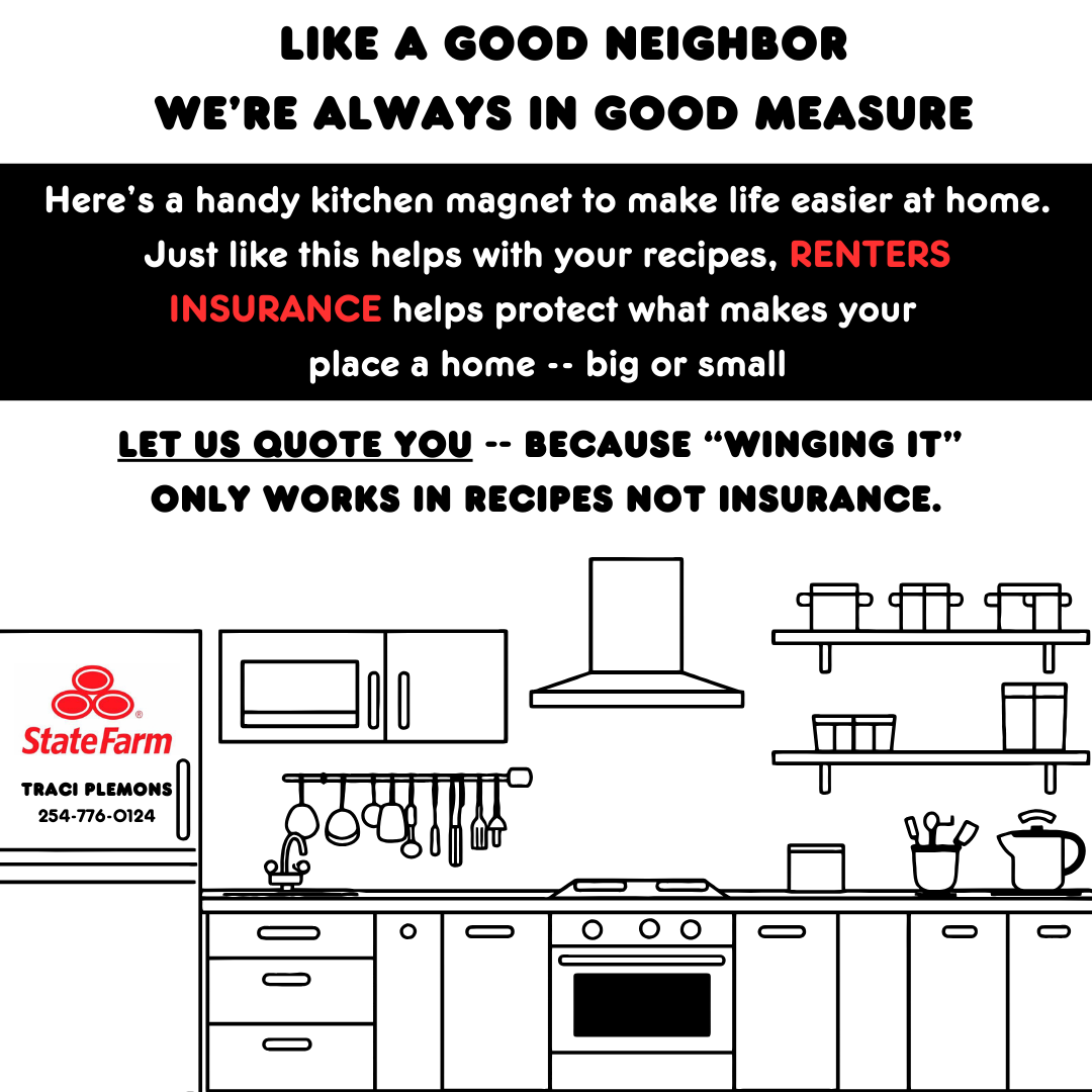 Added this graphic to Renters insurance packets along with a State Farm magnet that included Kitchen information. 