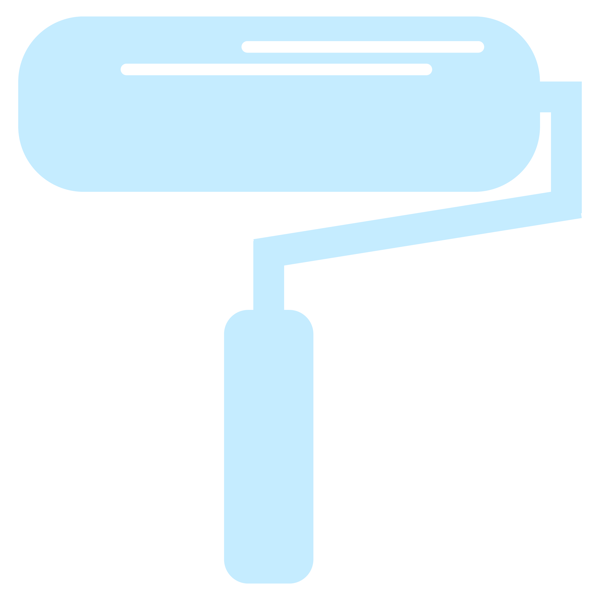 Light blue paint roller icon on a transparent background.