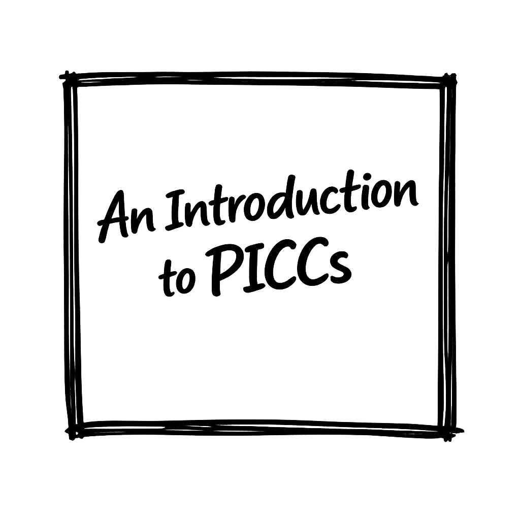 A blackboard with the title 'An Introduction to PICCs' written on it.