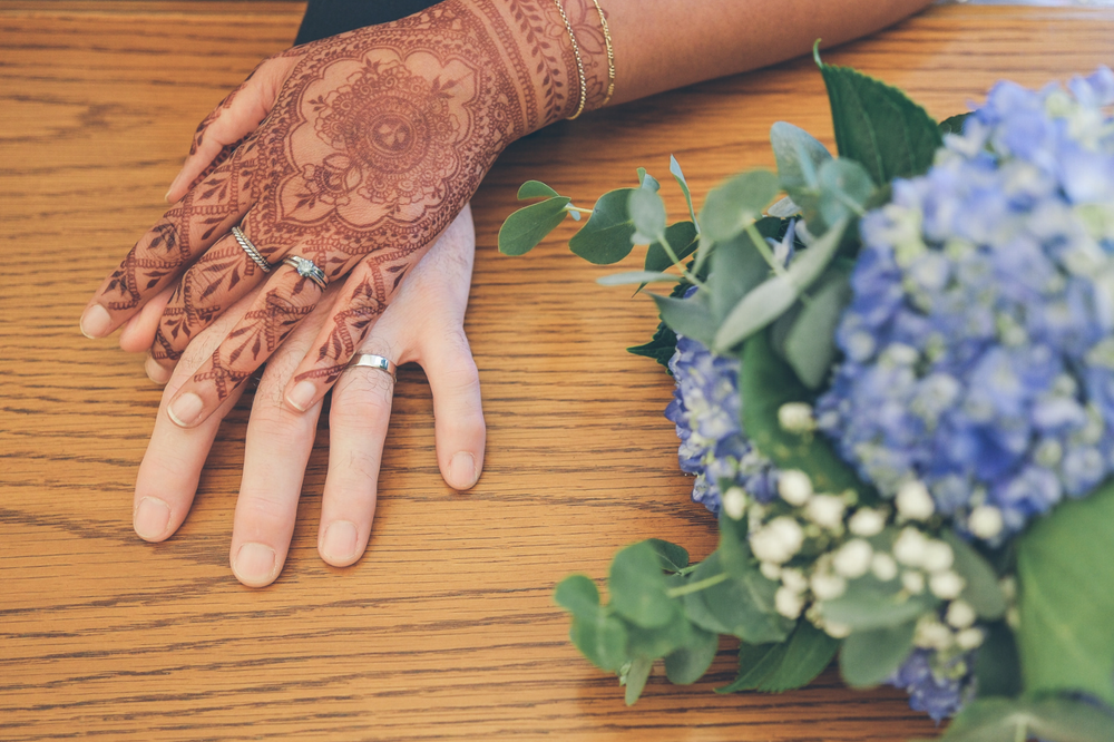 Bridal Henna Stain – Natural Mehndi on Bride’s Hand Over Groom’s