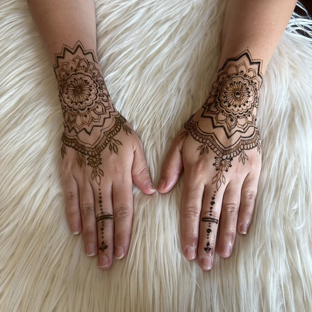 Traditional Indigenous Henna Design – Wrist to Mid Back of Hand