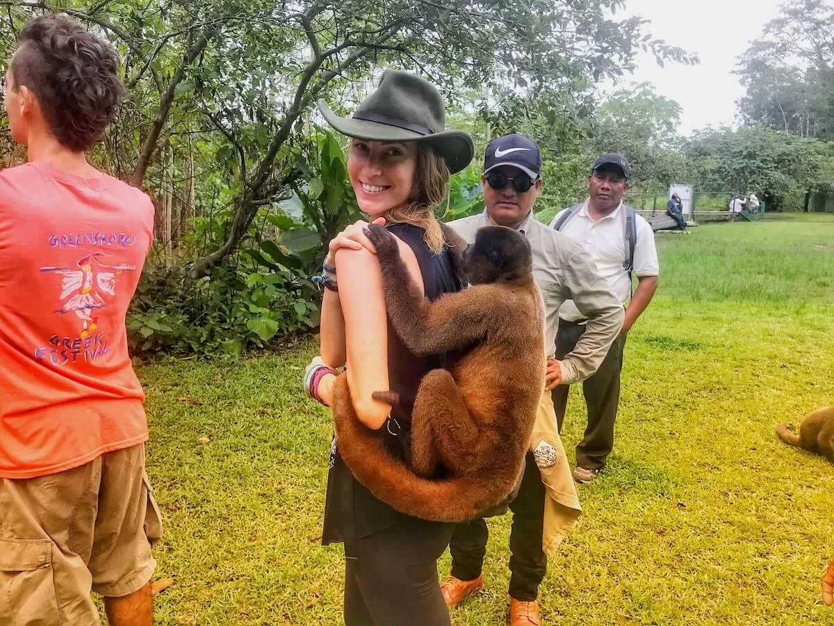 Cate Ritter on monkey island Peru