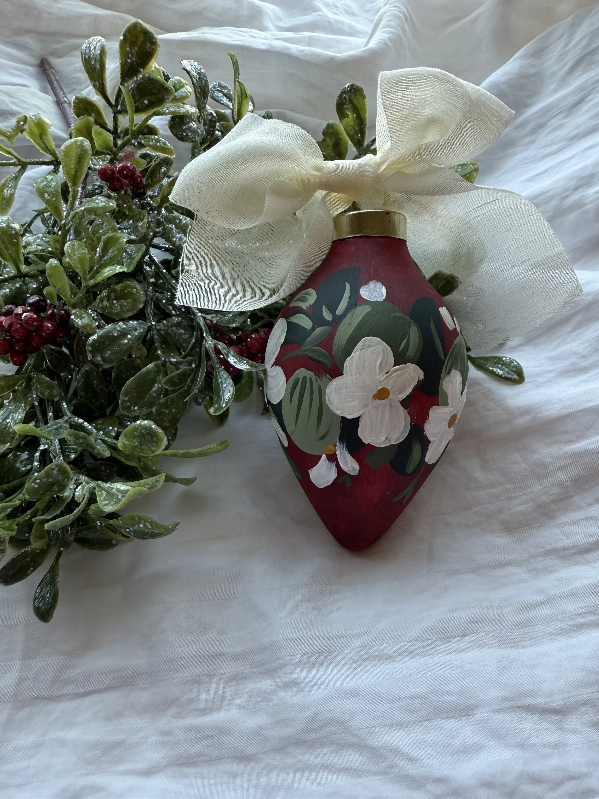 Red and White Floral Ornament