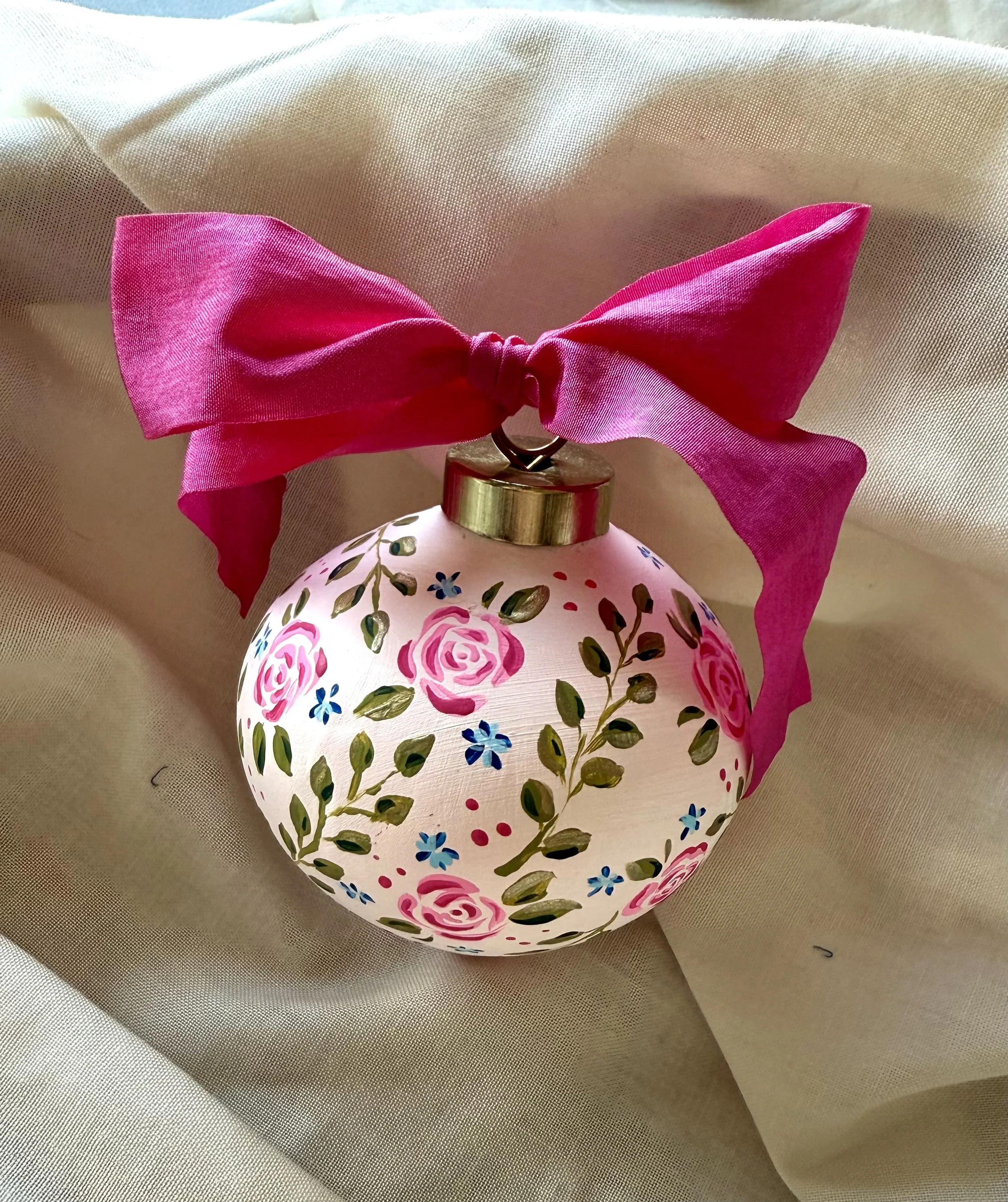Soft Pink Ornament with Pink and Blue florals