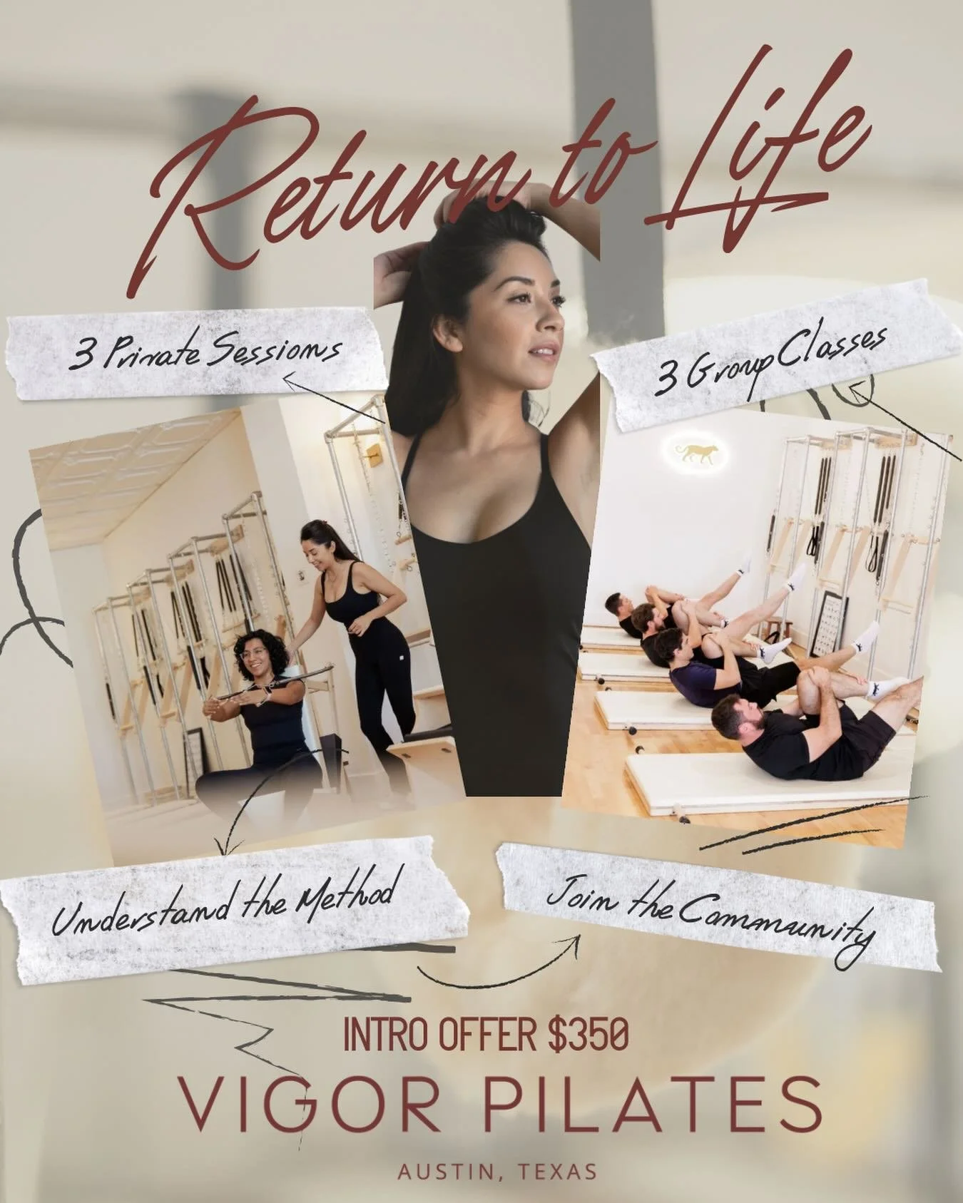 Curious about Vigor Pilates? 

Vigor Pilates is a boutique classical Pilates studio dedicated to teaching the work of Joseph Pilates. We teach Pilates as a system of movement that is restorative, progressive, and transformative. We utilize the mat an