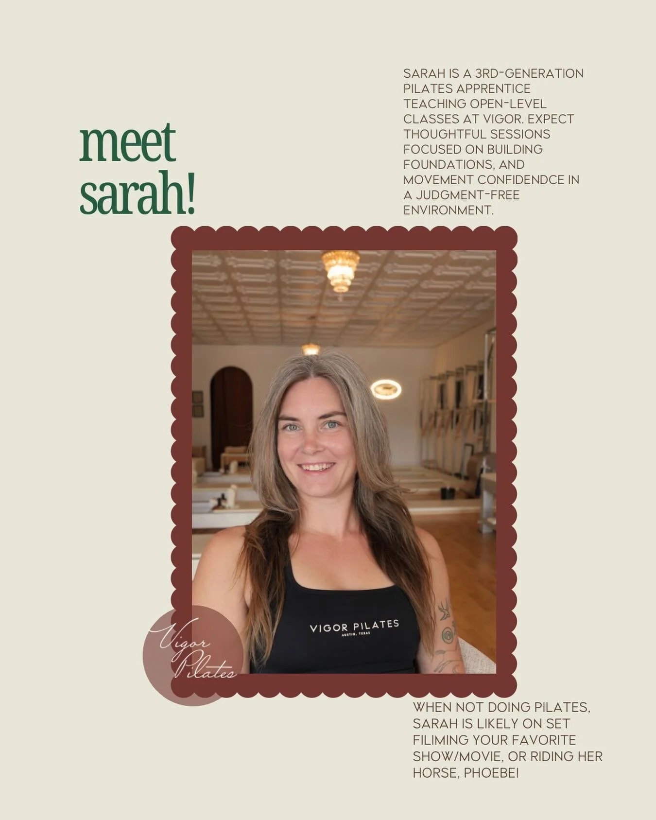 Catch @horse.gallagher Signature Mat classes, now live on Momence!

Meet Sarah, an all around sweet soul, mixed with lot of bad ass 😎 Sarah is an equestrian, and professional camerawoman filming some of your favorite Netflix and hbo shows, among oth