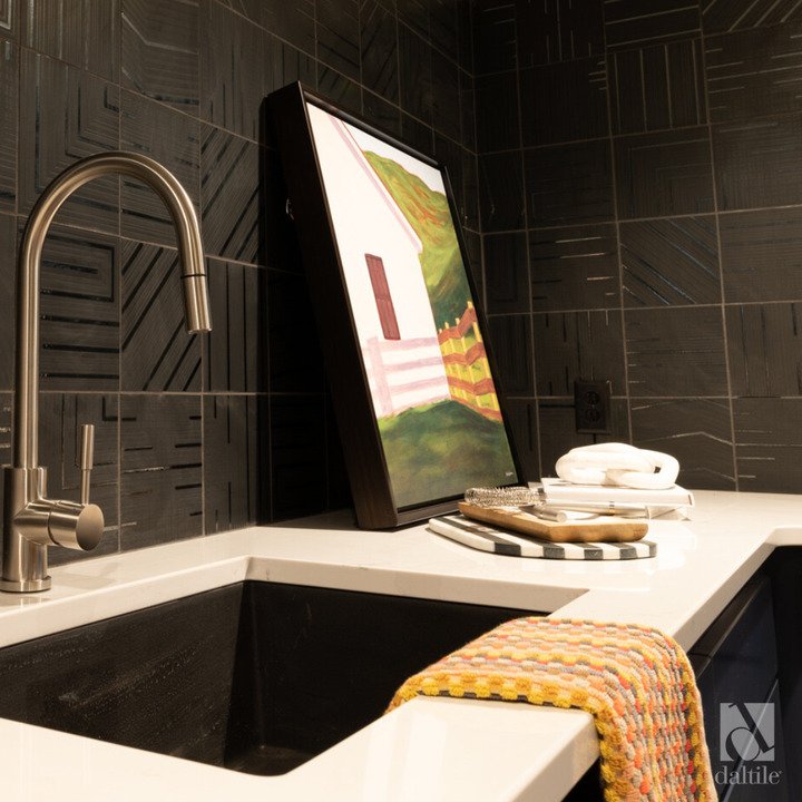 No backlash with this backsplash. 
📷: As seen on Bargain Mansions featuring Daltile Geometric Fusion in Obsidian. 

Give us a call today to learn more!