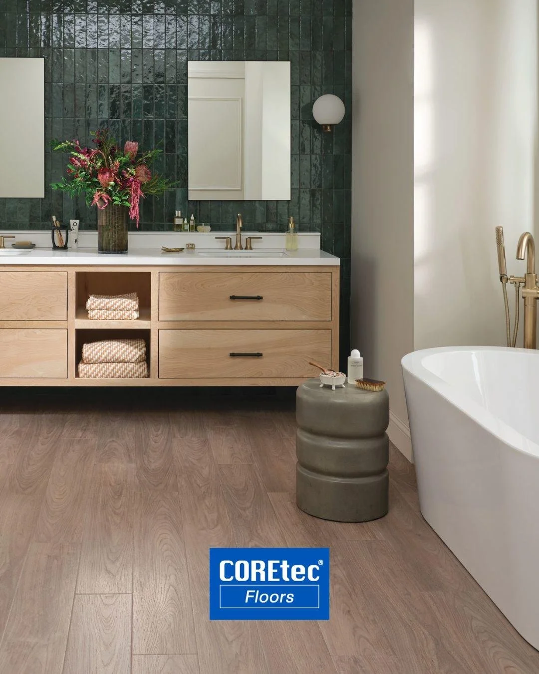 Design a bathroom that’s uniquely yours With COREtec floors, you get the beauty, durability, and water resistance to bring your one-of-a-kind vision to life. Visit Carpet Studio to view everything COREtec has to offer. #COREtec #Bathroomrenovat