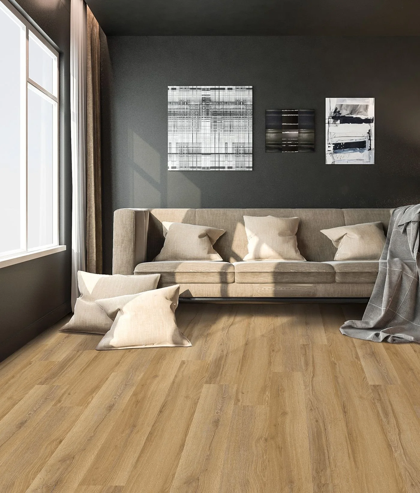 Cascade hard surface flooring provides a clean, elegant foundation that perfectly complements the rich tones and cozy atmosphere of a modern, moody living room. 🌑
Cascade Plus 4032 Kyoto 

#MoodyDecor #ModernLiving #HardSurfaceFlooring #CozyVibes #I