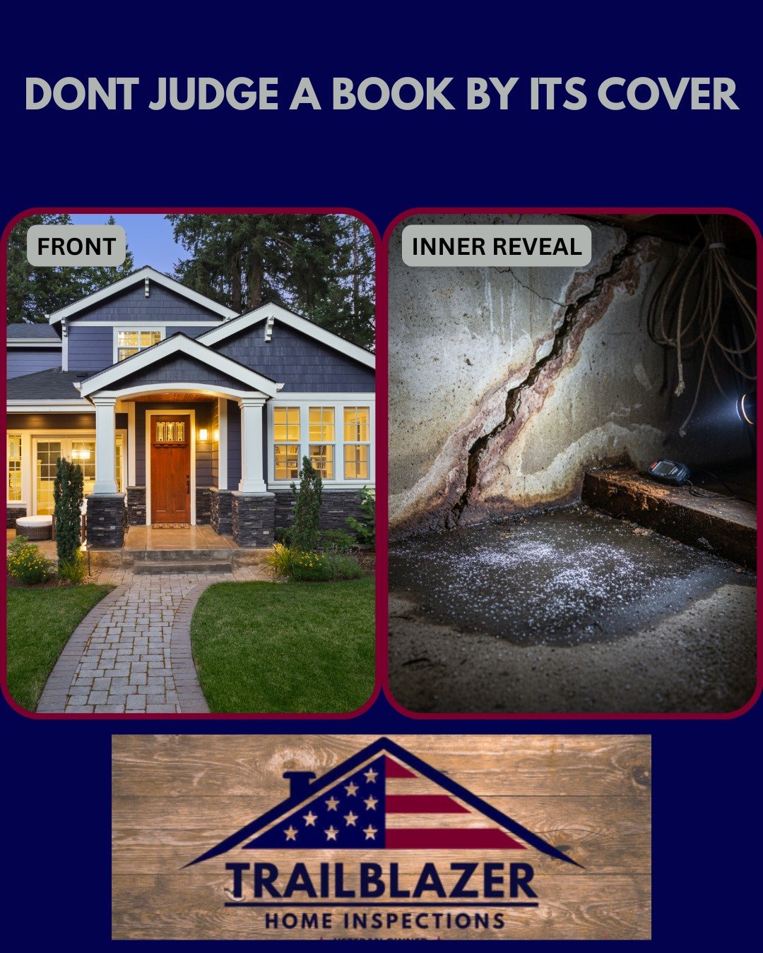 🔍 Don't Just Judge a Book By Its Cover!
That beautiful home you're looking at could be hiding thousands of dollars in repairs beneath the surface. From foundation cracks you can't see to hidden wiring issues, a quick walkthrough won't catch them.

A