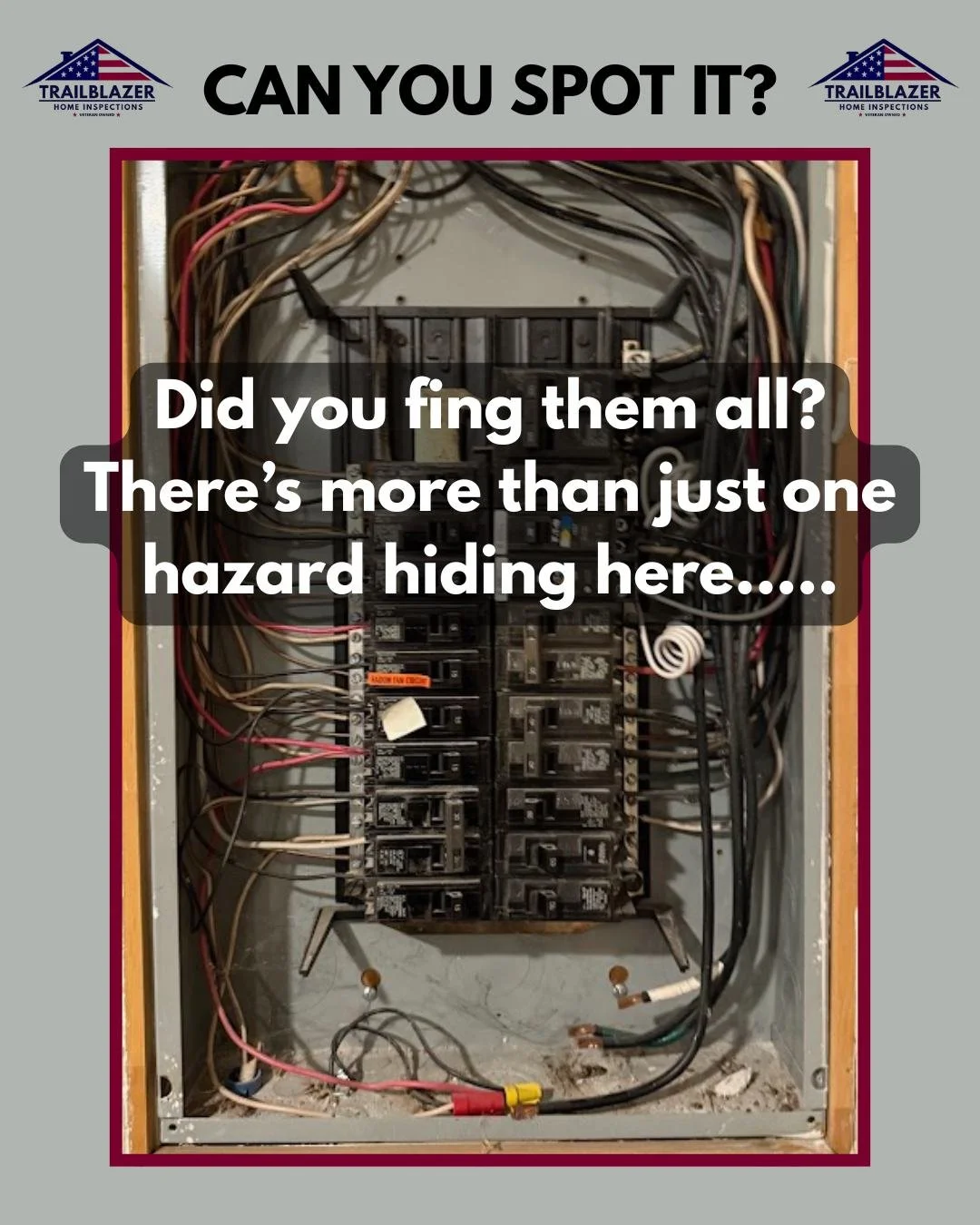 The results are in! #farmingtonhomes #homeinspector #trailblazerhomeinspections #electricalaudit  If you guessed those open wires and loose wire nuts at the bottom, you&rsquo;re on the right track.

Here&rsquo;s why this had our 'Trailblazer' senses 