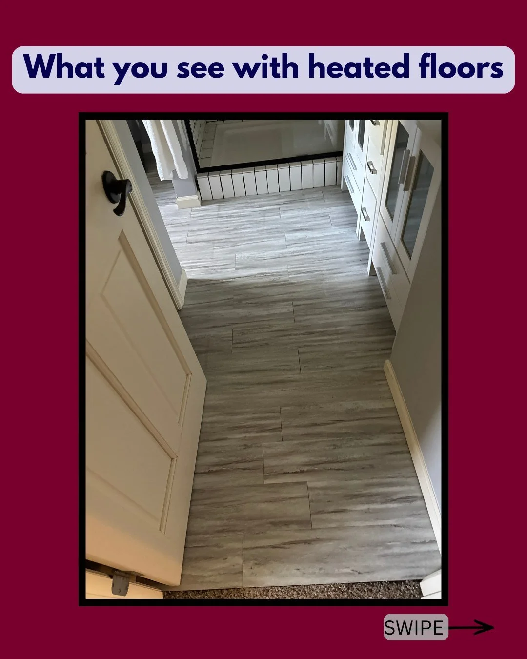 SWIPE to see what&rsquo;s hidden right beneath your feet! 🕵️&zwj;♂️🔥

To the naked eye, this bathroom looks completely normal. But when we pull out our FLIR thermal imaging camera, a whole different story appears!

Radiant in-floor heating is an am