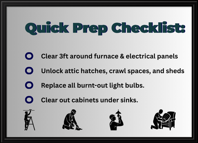 A concise check list for preparing for home inspections