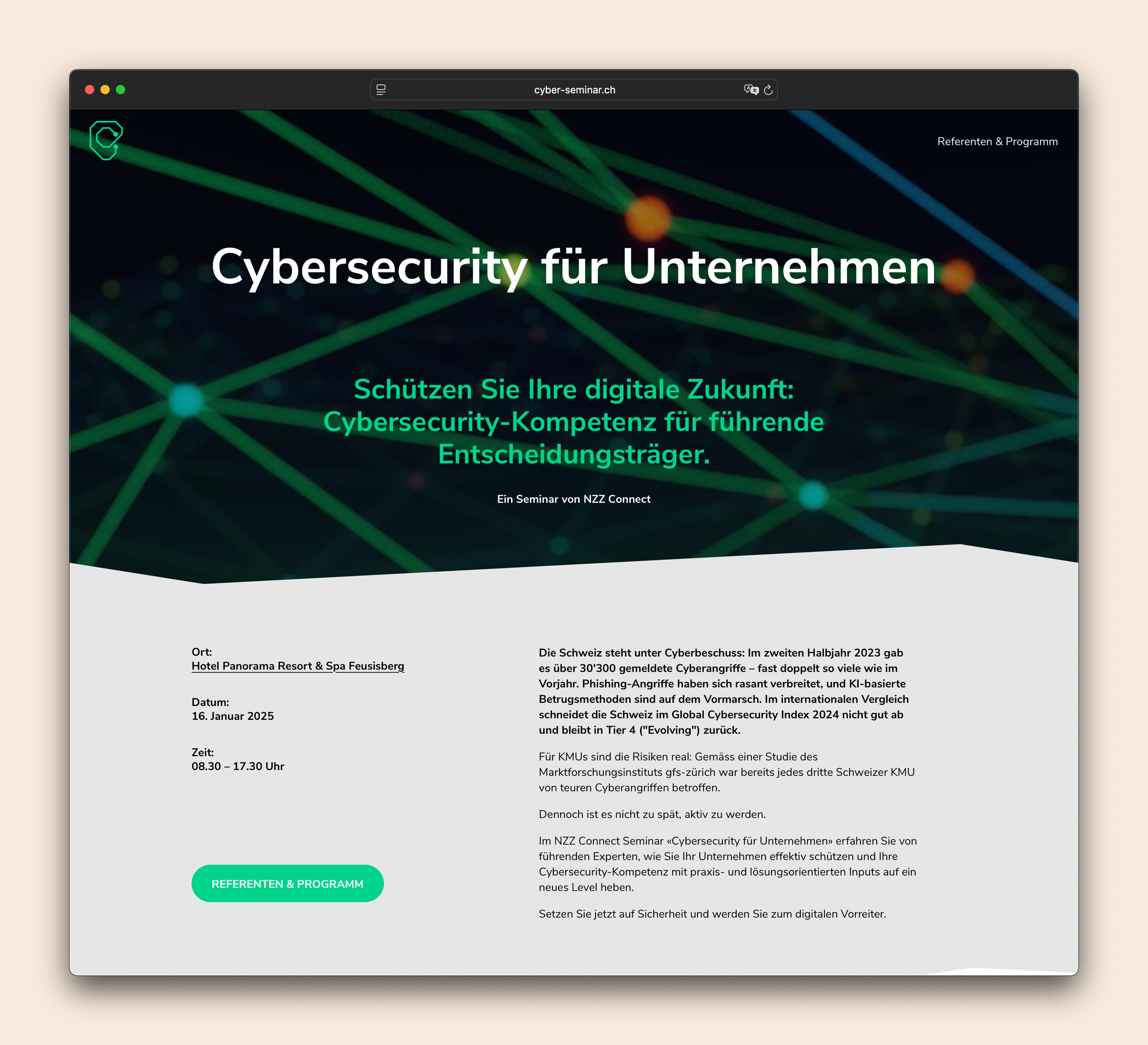 Sichere Webseite für NZZ Connect
