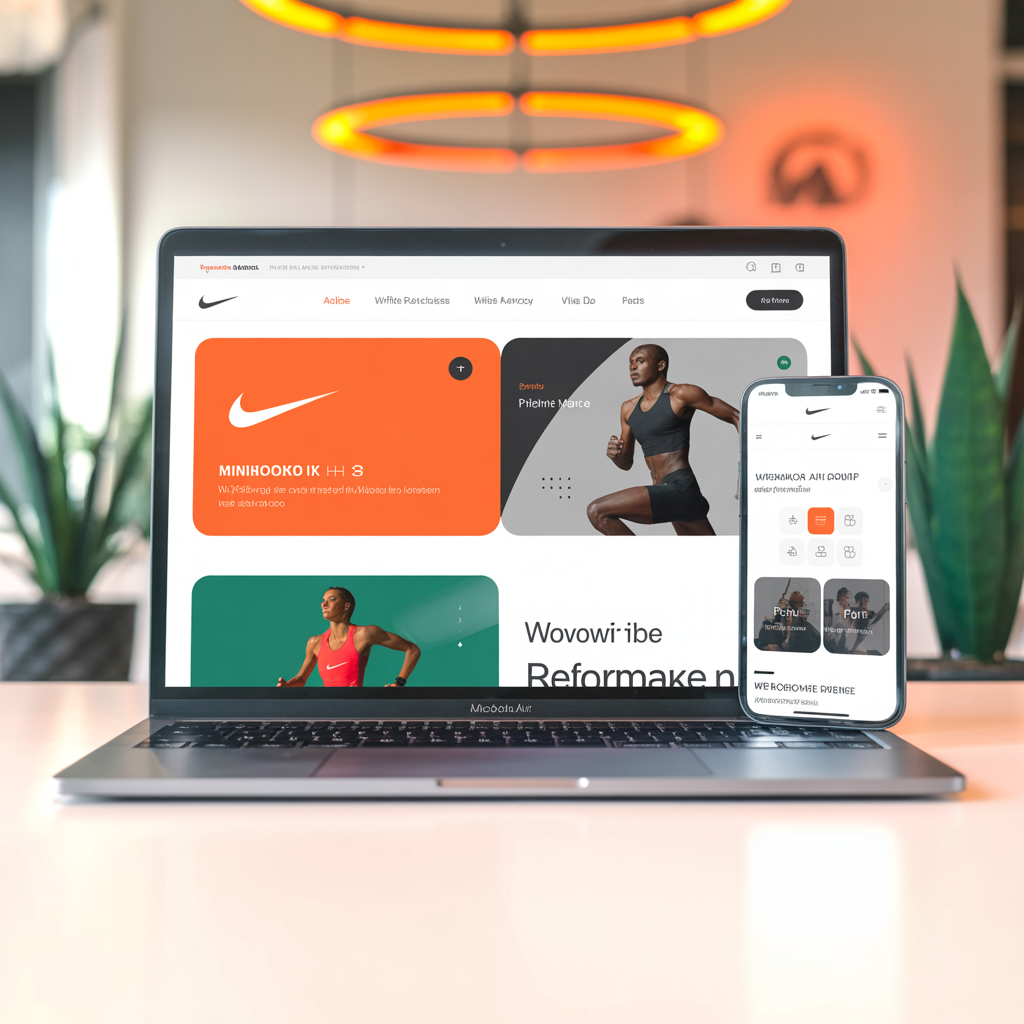 Laptop and smartphone with Nike website - stands for Noevu's responsive design, which offers you a modern brand presence and optimal user experience on all devices.