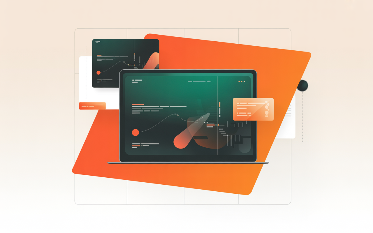Laptop-Bildschirm mit digitalen Diagrammen, grafischen Elementen und Datenpunkten – steht für übersichtliche Datenvisualisierung und smarte Analysen von Noevu.