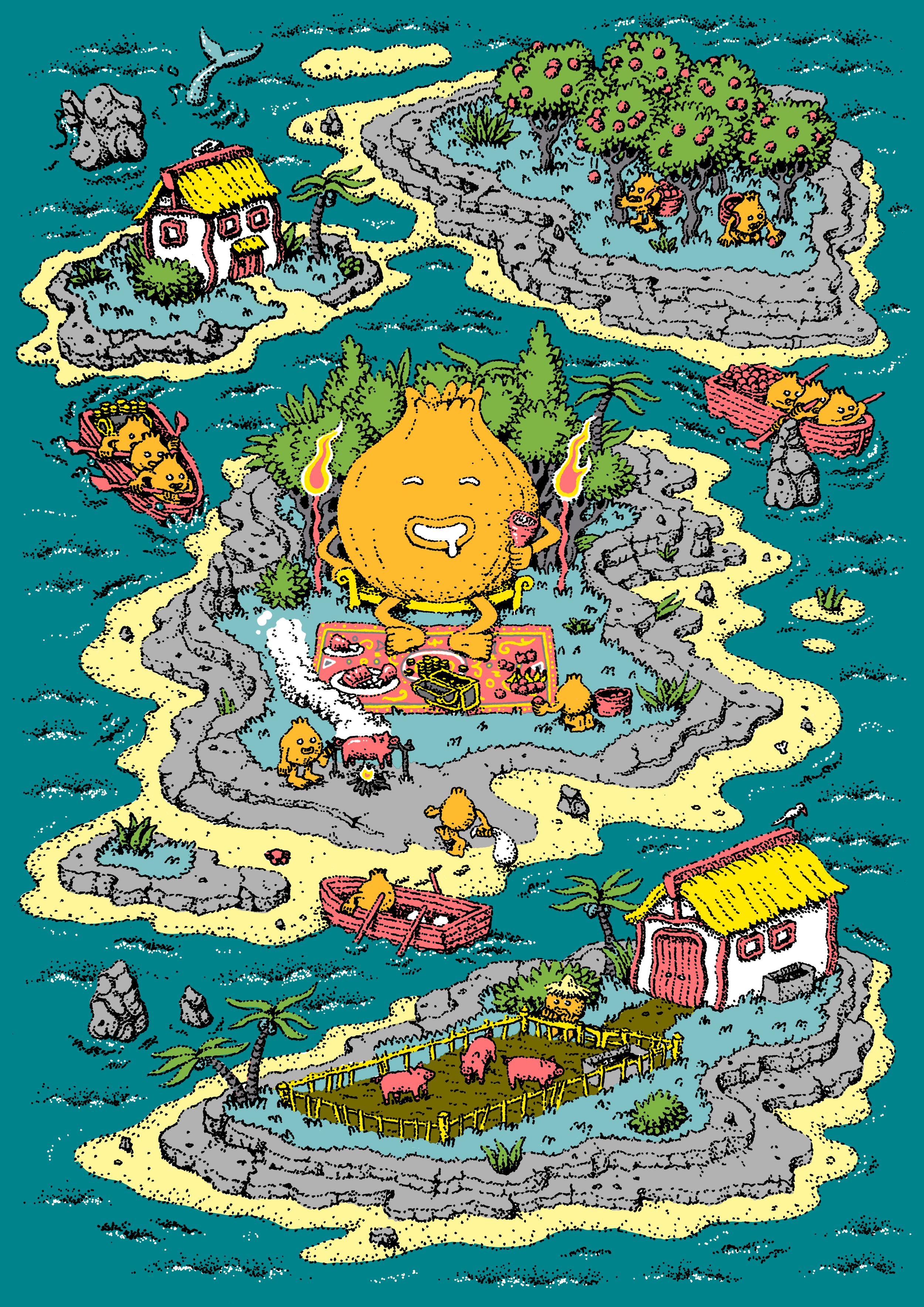 Isle of Riso - Onion Island, riso print, 2025