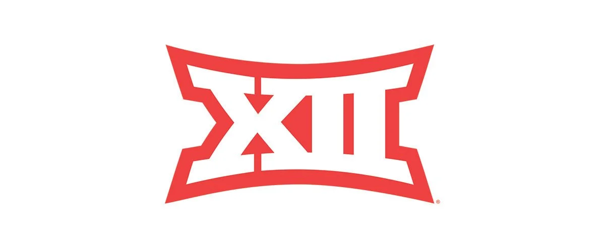 Red and white logo of the Big 12 Conference with stylized text.