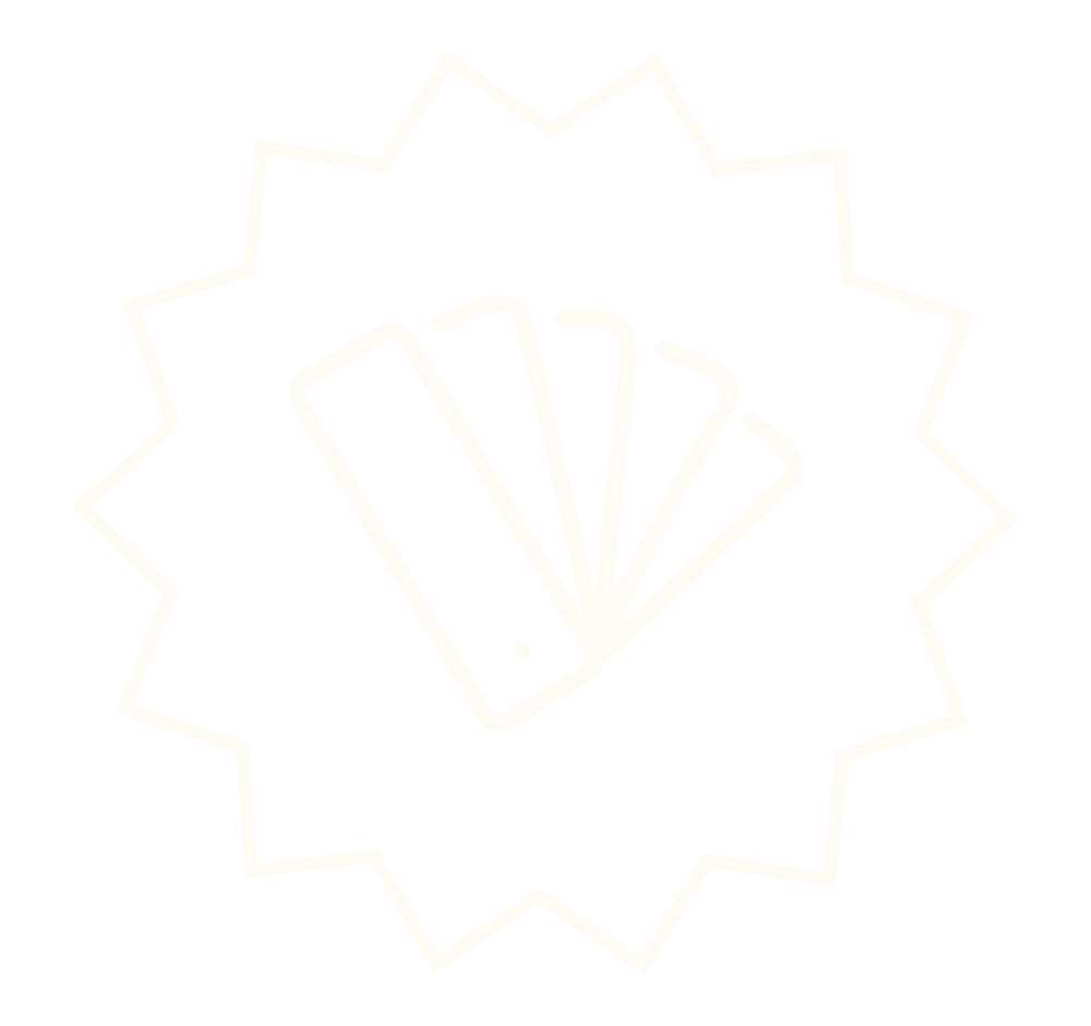 Several playing cards fanned out in a semi-circle.
