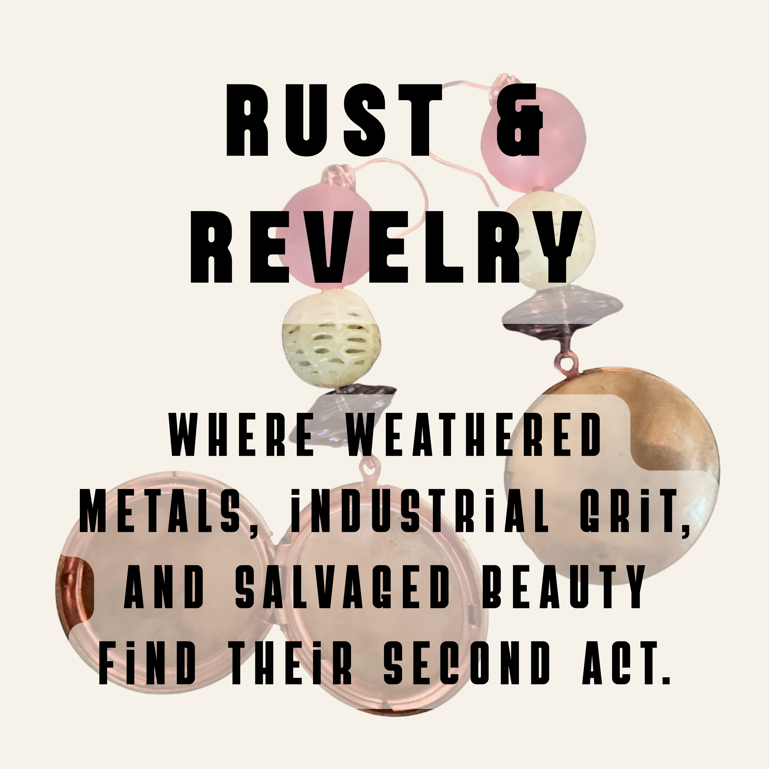 Image featuring a photo of an earring made with a functioning, vintage locket with vintage beads.