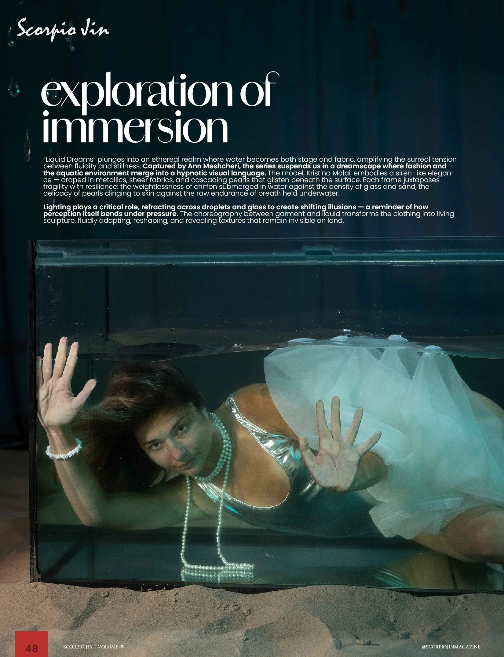 Aquarium-inspired fashion editorial photographed by Anna Meshcheri in a Moscow studio