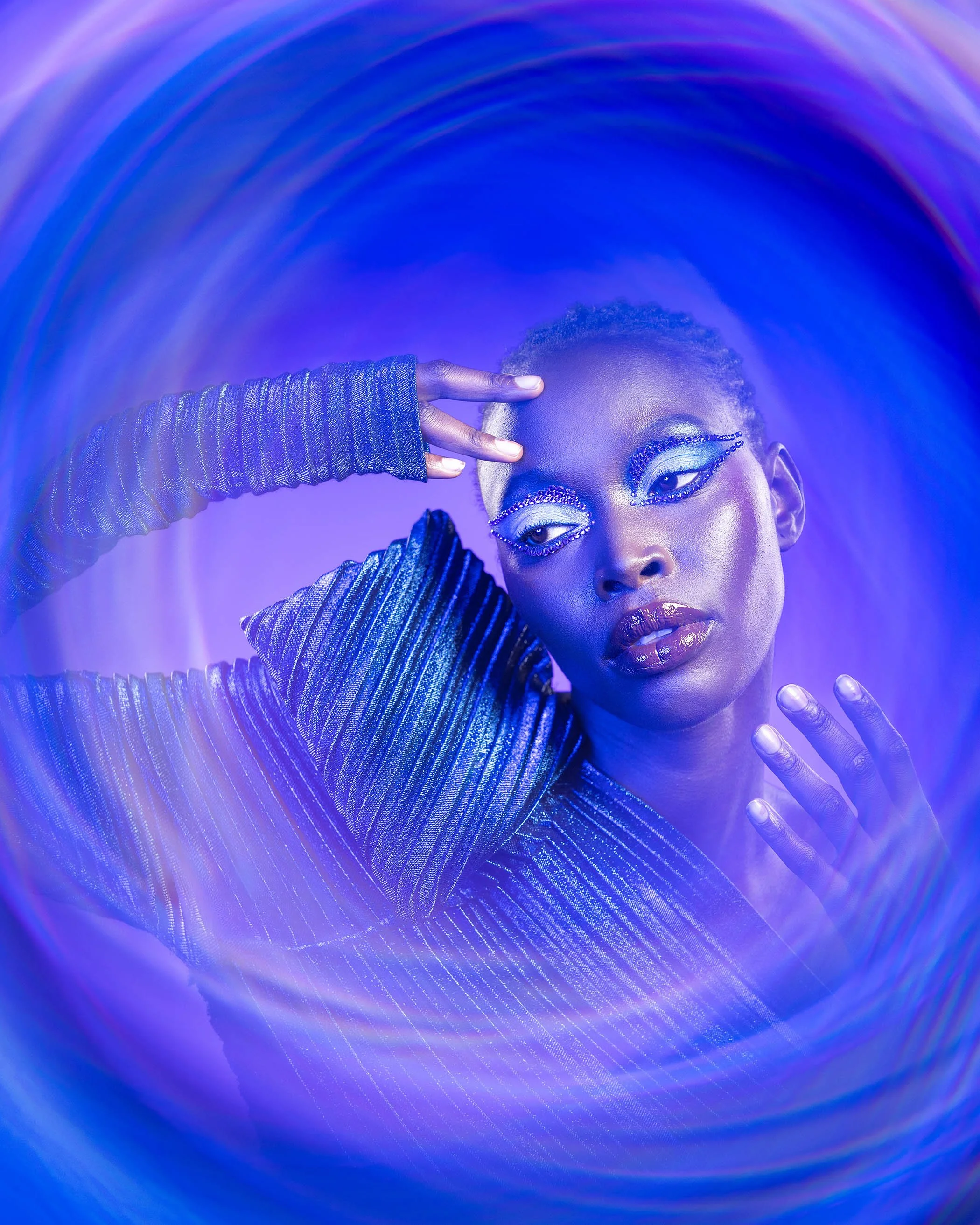 Portrait with circular light effect created using lens filter for creative photography